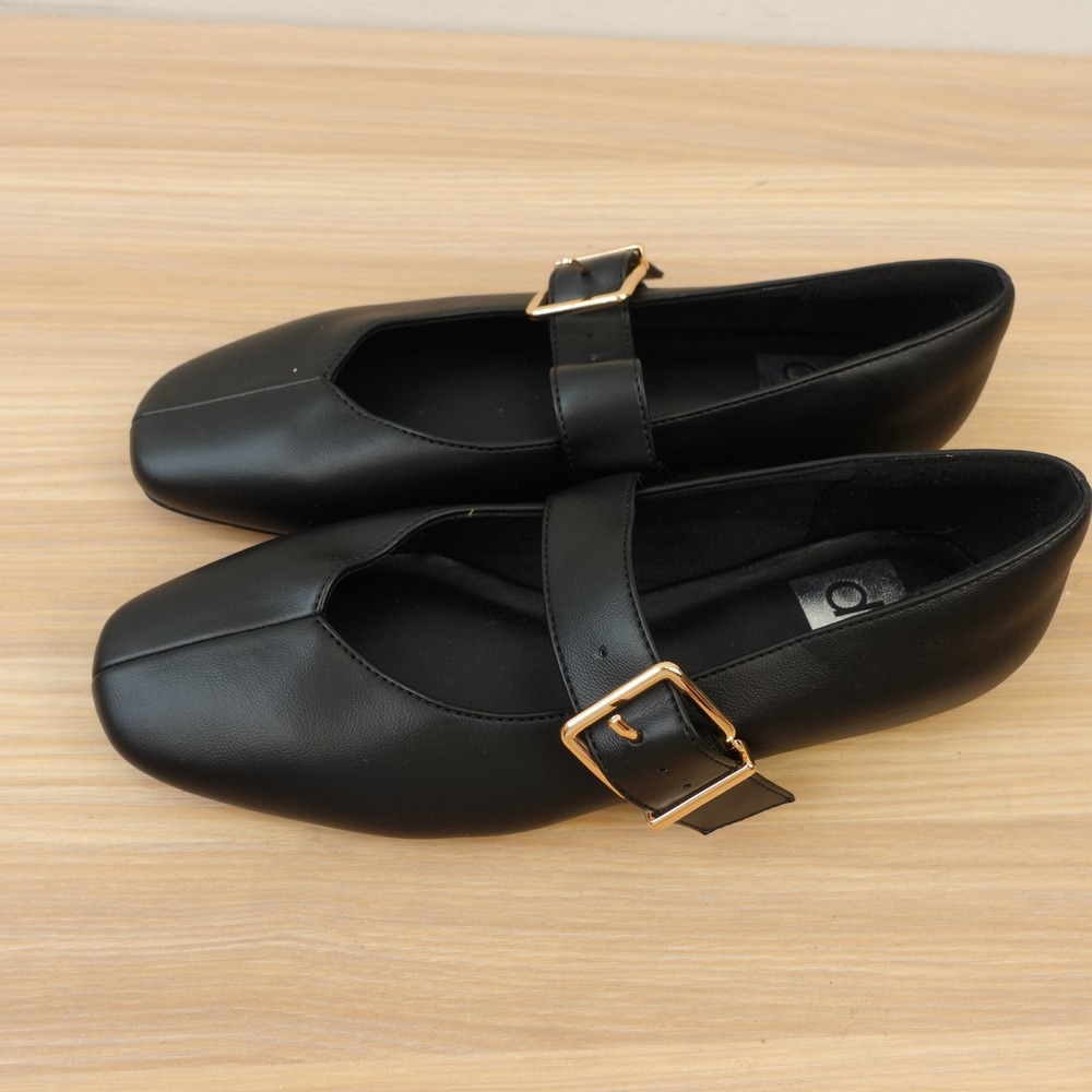 Mary Jane Ballet Flats Womens 6 Black Dark Academia Faux Leather DV Dolce Vita
